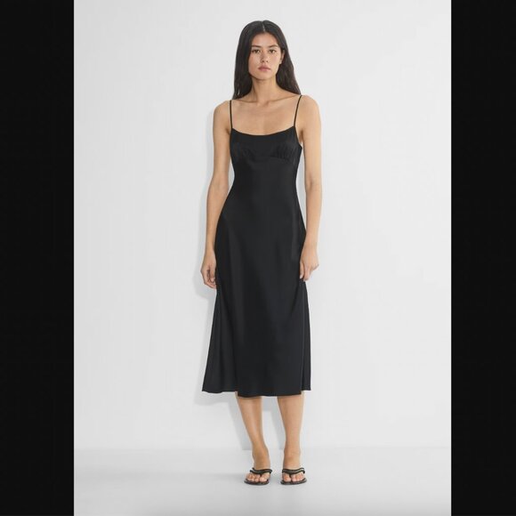 Aritzia Wilfred TOULOUSE SATIN DRESS (Black, size M) - Picture 1 of 13